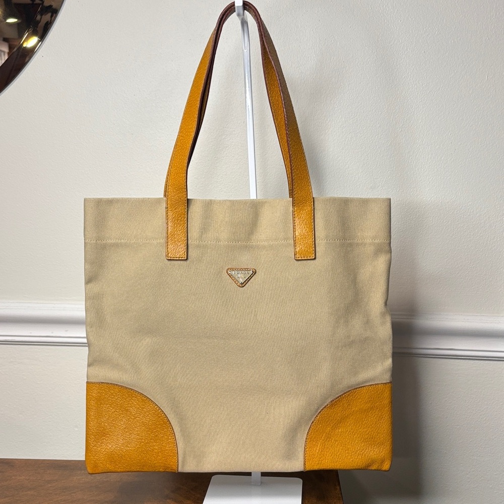 PRADA Canapa Cinghale Trimmed COLORBLOCK Tote - Picture 2 of 15